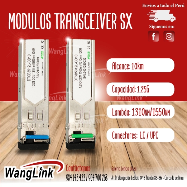 SFP TRANSCEIVER, 1.25G, SM SINGLEFIBER 1310T/1550R 1550T/1310R A/B 10KM LC CONNECTOR, DDM