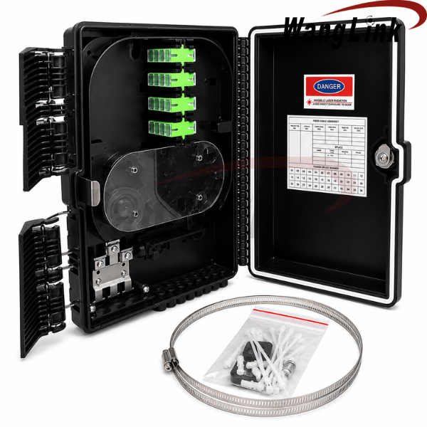 CAJA DE DISTRIBUCIÓN 1X16 F215-C FTTH 3IN 16OUT WL-TX3-16C CON 16 ADAPTADORES SCAPC Y CLAMPS