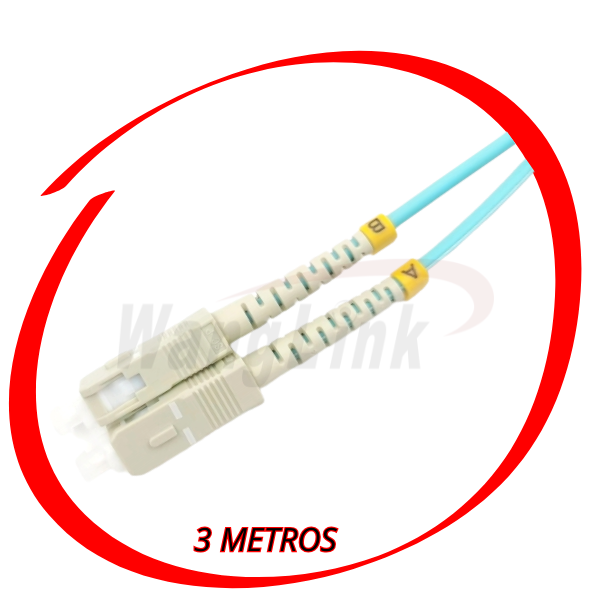 PATCHCORD SC-SC - 3 METROS OM3, 3MM, LSZH, MM, DUPLEX AQUA