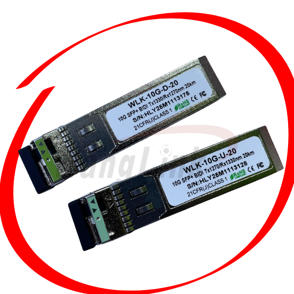 SFP+ TRANSCEIVER, 10G, SM SINGLEFIBER 1270T/1330R, 1330T/1270R A/B 20KM, LCCONNECTOR, DDM CLASS 1 LASER, WLK-10G-U-20/WLK-10G-D-20