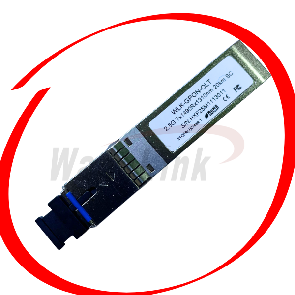 SFP TRANSCEIVER PON C++++, 20KM, COMPATIBLE SERIE-300 OLT, 2488 GBPS/ 1244 GBPS, 1490NM/1310NM, WLK-GPON-OLT