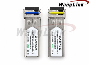 SFP TRANSCEIVER, 1.25G, SM SINGLEFIBER 1310T/1550R, 1550T/1310R A/B 20KM, LCCONNECTOR, DDM CLASS 1 LASER, WLK-SFP-U-20/WLK-SFP-D-20